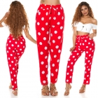 Preview: Legere Sommer Stoffhose im Punkten - rot