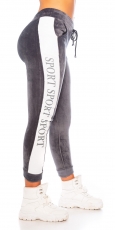 Sportliche Nicki-Hose mit XXL-Schriftzug - stone