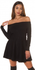 Carmen-Pullover aus weichen Feinstrick - schwarz