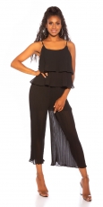 Luftig leichter Chiffon 2-Teiler mit Volant-Verzierung - schwarz