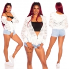 Preview: Transparente Kapuzen-Jacke aus feiner Spitze - weiß