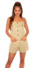 Luftig leichter Jumpsuit-Overall in Leinen-Optik - khaki