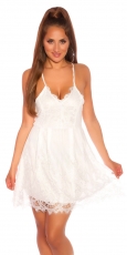 Süßes Minikleid mit Spitzen-Überzug - weiß