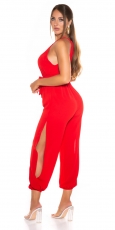 Preview: Luftig leichter Overall im Pump-Style mit Gürtel - rot
