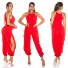 Preview: Luftig leichter Overall im Pump-Style mit Gürtel - rot