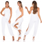 Preview: Luftig leichter Overall im Pump-Style mit Gürtel - weiß