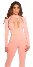 Figurbetonter Jumpsuit Overall mit modischen Cutouts - altrosa