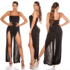 Preview: Sexy Open-Leg Overall mit langen Rock - schwarz