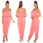 Preview: Leichter Jumpsuit-Overall mit Bandeau-Ausschnitt - apricot