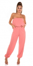 Leichter Jumpsuit-Overall mit Bandeau-Ausschnitt - apricot