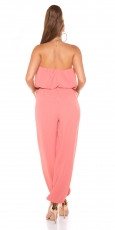 Preview: Leichter Jumpsuit-Overall mit Bandeau-Ausschnitt - apricot
