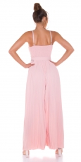 Preview: Plissee-Overall im Marlene-Style mit Spaghetti-Trägern - rosa