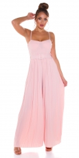 Plissee-Overall im Marlene-Style mit Spaghetti-Trägern - rosa