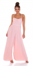 Preview: Plissee-Overall im Marlene-Style mit Spaghetti-Trägern - rosa
