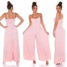 Preview: Plissee-Overall im Marlene-Style mit Spaghetti-Trägern - rosa
