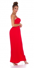 Preview: Plissee-Overall im Marlene-Style mit Spaghetti-Trägern - rot