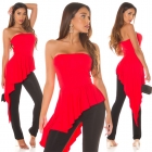 Preview: Auffallender Bandeau-Overall mit Schleppe - rot