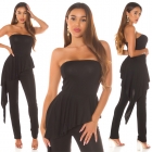 Preview: Auffallender Bandeau-Overall mit Schleppe - schwarz
