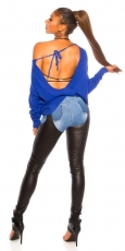Preview: Kuschelweicher Oversize-Pullover mit tiefen Rückenausschnitt - royalblau