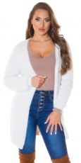 Flauschiger Cardigan in Longversion - cremé