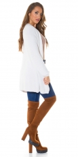 Preview: Flauschiger Cardigan in Longversion - cremé