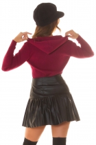 Preview: Süße Strickjacke mit Hoodie und 2Way-Zipper - bordeaux