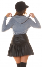 Preview: Süße Strickjacke mit Hoodie und 2Way-Zipper - grau