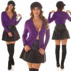 Preview: Süße Strickjacke mit Hoodie und 2Way-Zipper - violett