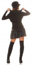 Preview: Süße Strickjacke mit Hoodie und 2Way-Zipper - schwarz