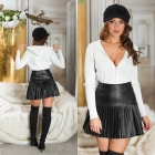 Süße Strickjacke mit Hoodie und 2Way-Zipper - weiß