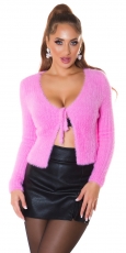 Kuschel weicher Strick-Cardigan mit Bindebändchen - rosa