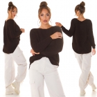 Preview: Weicher Grobstrick-Pullover mit Rundhals-Ausschnitt - coffee