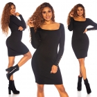 Preview: Feinstrick-Minikleid mit Schmuckknöpfen in schwarz