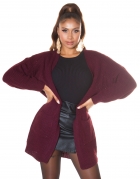 Weicher Grobstrick-Cardigan mit Taschen - bordeaux