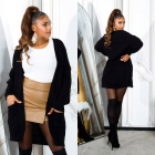 Preview: Weicher Grobstrick-Cardigan mit Taschen - schwarz