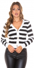Kuschelweicher Cardigan mit Knopfleiste - schwarz/weiß