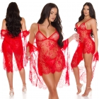 Preview: Sexy Negligee Dessous-Set aus feiner Spitze - rot