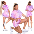 Preview: Batik Freizeit Set aus Crop-Top mit Shorts - multicolor/lila