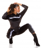 Preview: Loungwear Nicki Freizeit Anzug mit Zierstreifen - schwarz/weiß