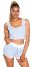 2-tlg. Fitness-Set aus Crop-Top und Shorts - babyblau