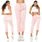 Preview: Moderne Jogginghose mit Schrift-Print in rosa