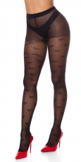 Feinstrumpfhose mit sexy Schleifen-Muster - schwarz