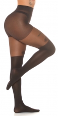 Preview: Feinstrumpfhose im Overknee Straps Look - schwarz