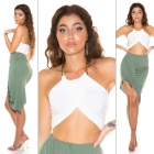 Preview: Sexy Schulterfreies Neck-Top mit Ketten-Träger - weiß