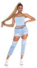 Preview: Sexy bauchfreies Spagettiträger-Crop-Top - babyblau