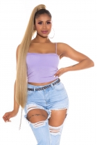 Sexy bauchfreies Spagettiträger-Crop-Top - flieder