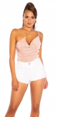 Sexy One-Shoulder-Top mit Wasserfall-Ausschnitt - rosa
