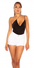 Sexy One-Shoulder-Top mit Wasserfall-Ausschnitt - schwarz