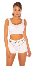 Sexy bauchfreies Tanktop mit Rund-Ausschnitt - weiß