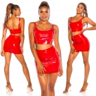 Preview: Sexy Latex Crop-Top mit verstellbaren Trägern - rot